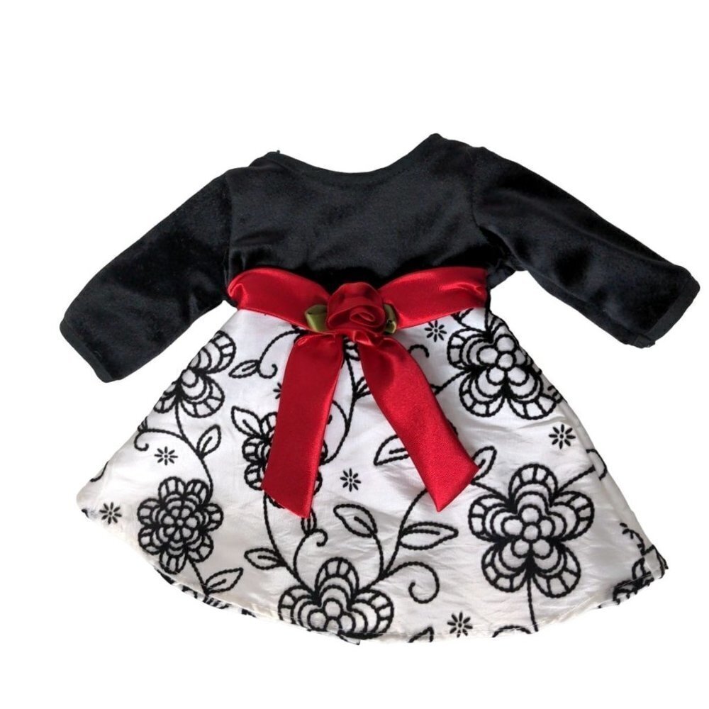 Dollie and Me Doll Dress Black White Red Flowers 18 Inch